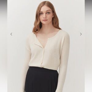 Cuyana Single-Origin 100% Cashmere Cardigan Sweater Ecru Sz S $248